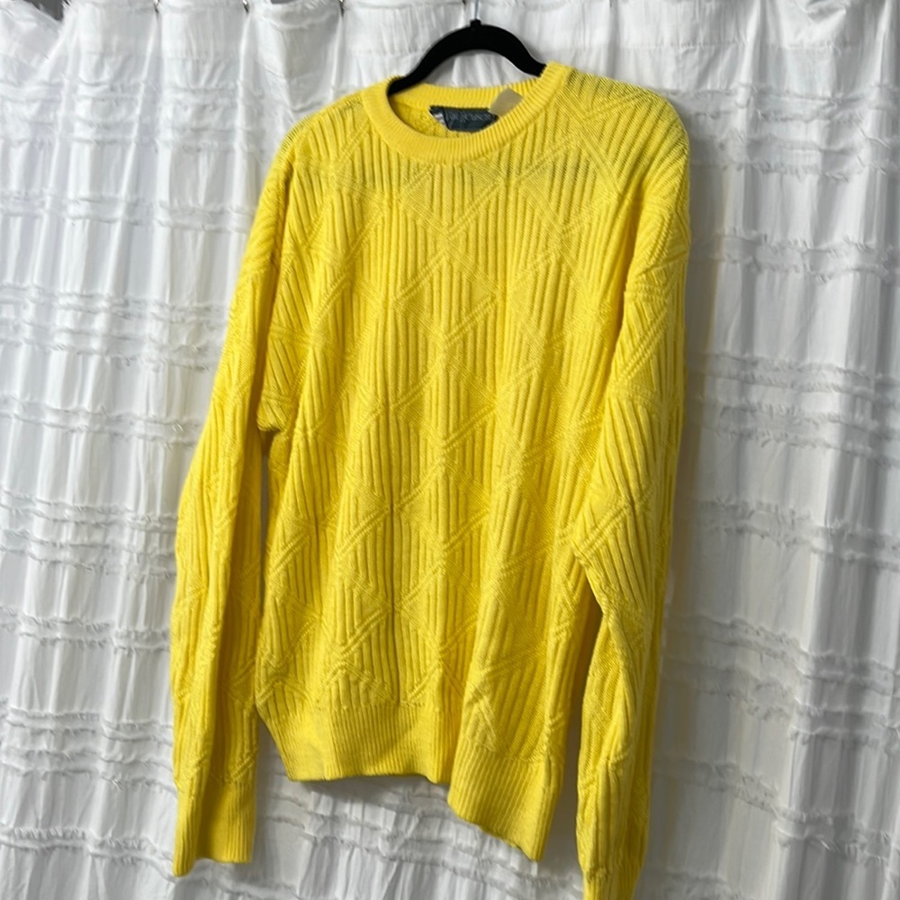 Vintage Yellow Geometric Pattern Knit Sweater